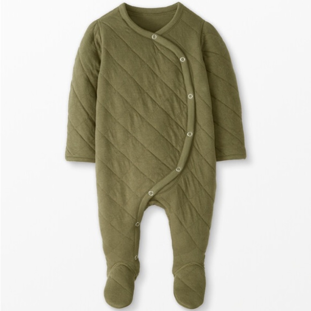 Hanna Andersson Olive Green Quilted Footie